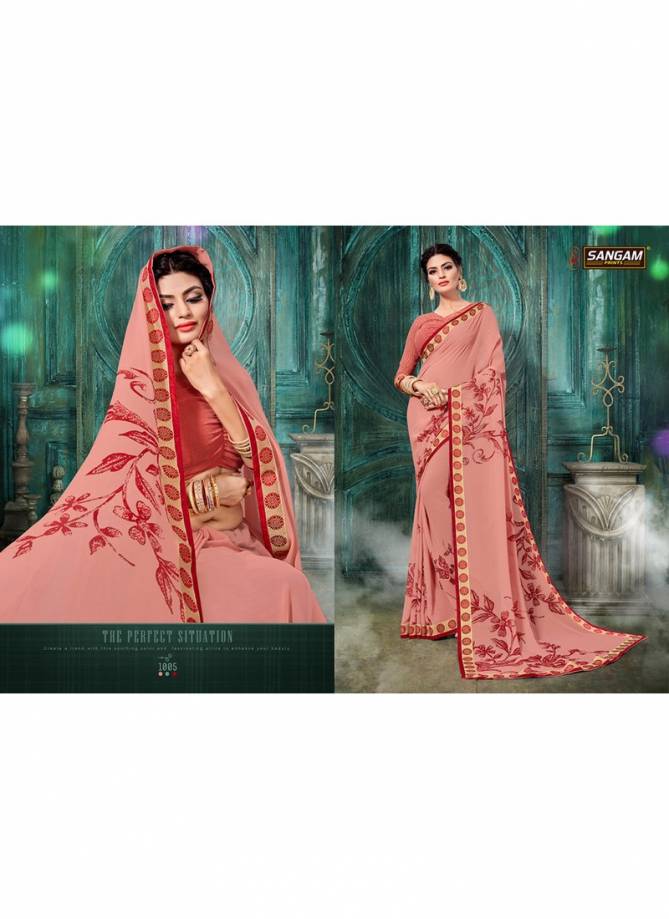 Sangam Miss India Latest Casual Wear Designer  Printed Georgette Saree Collection